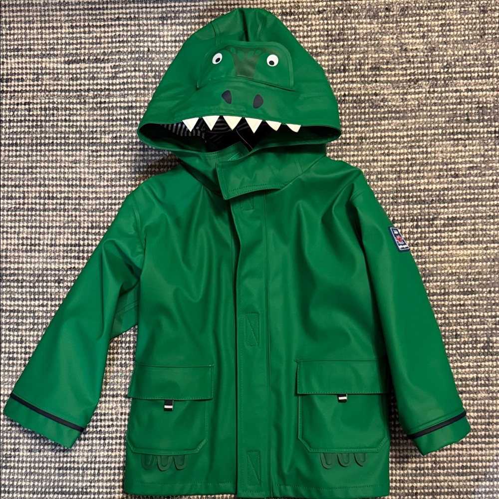 JoJo Maman Bebe Green Kids Dinosaur Raincoat